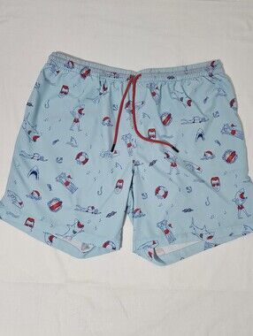 RSVLTS x JAWS Universal Studios Swim Trunks Men's 2XL Blue Shark Print Quick Dry